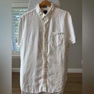 J.CREW Men's Linen/Cotton blend Slim fit Button-Up Shirt XL White AL188